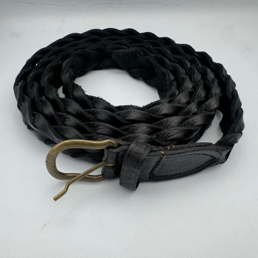Vtg Motif 56 Braided Genuine Leather Belt Morocco Mens Big & Tall Size 60 66 in